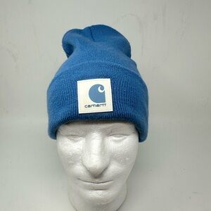 Carhartt Unisex Knit Cuffed Tonal Patch Beanie in Blue Acrylic Material